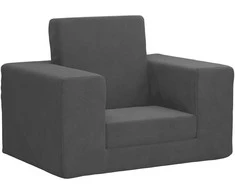 Vaikiška sofa-lova, antracito spalvos, minkštas pliušas