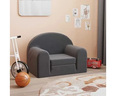 Vaikiška sofa-lova, antracito spalvos, minkštas pliušas