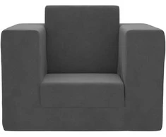 Vaikiška sofa-lova, antracito spalvos, minkštas pliušas