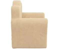 Vaikiška sofa-lova, kreminės spalvos, minkštas pliušas