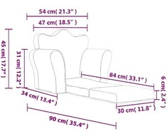 Vaikiška sofa-lova, kreminės spalvos, minkštas pliušas