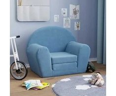 Vaikiška sofa-lova, mėlynos spalvos, minkštas pliušas