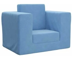 Vaikiška sofa-lova, mėlynos spalvos, minkštas pliušas