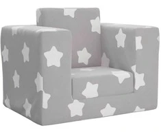 Vaikiška sofa-lova, pilka, minkštas pliušas, su žvaigždėmis