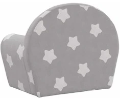 Vaikiška sofa-lova, pilka, minkštas pliušas, su žvaigždėmis