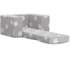 Vaikiška sofa-lova, pilka, minkštas pliušas, su žvaigždėmis