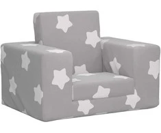 Vaikiška sofa-lova, pilka, minkštas pliušas, su žvaigždėmis