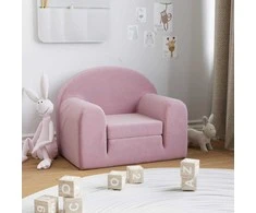 Vaikiška sofa-lova, rožinės spalvos, minkštas pliušas