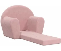 Vaikiška sofa-lova, rožinės spalvos, minkštas pliušas