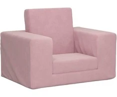 Vaikiška sofa-lova, rožinės spalvos, minkštas pliušas