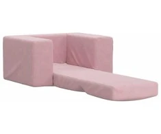 Vaikiška sofa-lova, rožinės spalvos, minkštas pliušas