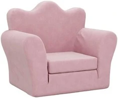 Vaikiška sofa-lova, rožinės spalvos, minkštas pliušas