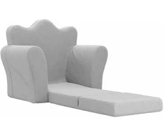 Vaikiška sofa-lova, šviesiai pilkos spalvos, minkštas pliušas