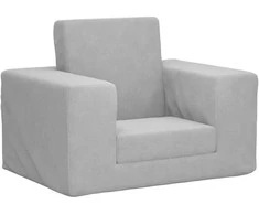 Vaikiška sofa-lova, šviesiai pilkos spalvos, minkštas pliušas