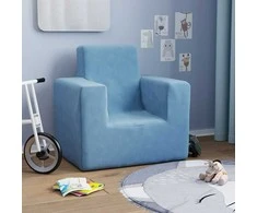 Vaikiška sofa, mėlynos spalvos, minkštas pliušas
