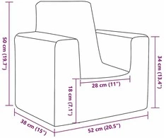 Vaikiška sofa, mėlynos spalvos, minkštas pliušas