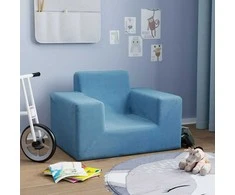 Vaikiška sofa, mėlynos spalvos, minkštas pliušas