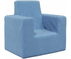 Vaikiška sofa, mėlynos spalvos, minkštas pliušas