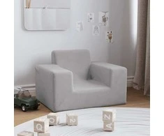 Vaikiška sofa, šviesiai pilkos spalvos, minkštas pliušas
