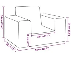 Vaikiška sofa, šviesiai pilkos spalvos, minkštas pliušas