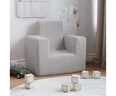 Vaikiška sofa, šviesiai pilkos spalvos, minkštas pliušas
