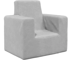 Vaikiška sofa, šviesiai pilkos spalvos, minkštas pliušas