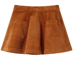 Vaikiškas sijonas su kišenėmis, smėlio spalvos, velvetas, 116 dydžio