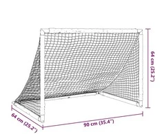 Vaikiški futbolo vartai, juodi, 90x64x64cm, sulankstomi