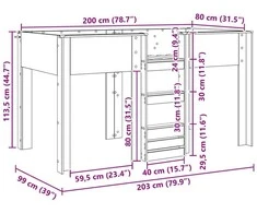 Vaikų dvigulė lova Betono pilka 80 x 200 cm Apdirbta mediena