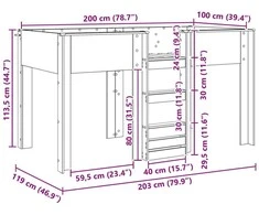 Vaikų dvigulė lova Rūkyta ąžuolas 100 x 200 cm Apdirbta mediena