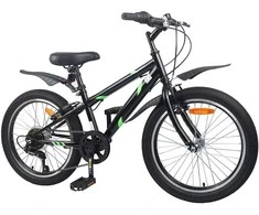 Vaikų Dviratis 20 Colių 6-Speed 6-11 metų amžiaus Juoda