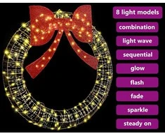 Vainikas 150 LED Šilta balta 121 x 121 x 10 cm PET