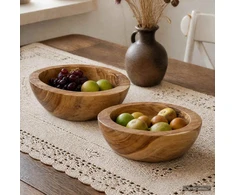 Vaisių dubuo JEPARA 2 vnt. Teak medžio rudas