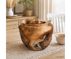 Vaisių dubuo JEPARA Teak medžio rudas Ø 35 cm