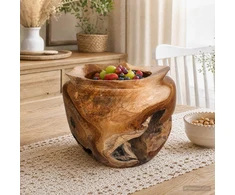 Vaisių dubuo JEPARA Teak medžio rudas Ø 35 cm
