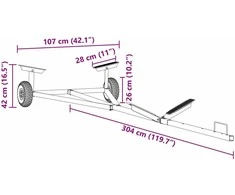 Valties priekaba Sidabro 302 x 107 x 42 cm Plienas