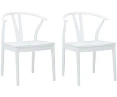 Valgomasis krėslas 2 pcs Balta ir balta Kietas gumos medis