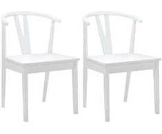 Valgomasis krėslas 2 pcs Balta ir balta Kietas gumos medis