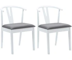 Valgomasis krėslas 2 pcs Balta ir pilka Kietas gumos medis