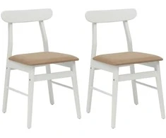 Valgomasis krėslas 2 pcs Balta ir ruda Kietas gumos medis