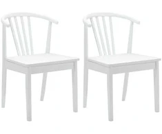 Valgomasis krėslas 2 pcs Balta Kietas gumos medis