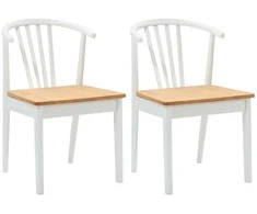 Valgomasis krėslas 2 pcs baltos ir natūralios spalvos