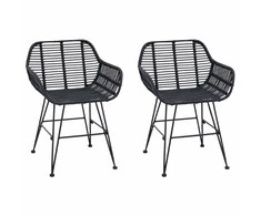 Valgomasis krėslas 2 pcs Juoda 55 x 50 x 74 cm