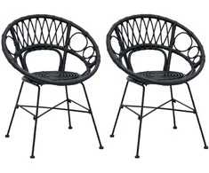 Valgomasis krėslas 2 pcs Juoda 49 x 51 x 81 cm