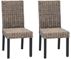 Valgomasis krėslas 2 pcs Juoda plauna 45 x 54 x 93 cm