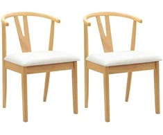 Valgomasis krėslas 2 pcs Natūralus ir šviesus