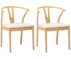 Valgomasis krėslas 2 pcs Natūralus ir šviesus