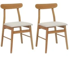 Valgomasis krėslas 2 pcs Natūralus ir šviesus