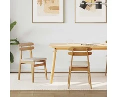 Valgomasis krėslas 2 pcs Natūralus ir šviesus