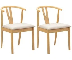 Valgomasis krėslas 2 pcs Natūralus ir šviesus